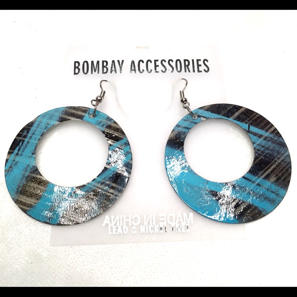💎Bombay 60s Mod Style Hoop Abstract Design Earrings